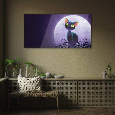 Tableau photo sur verre Chats au clair de lune