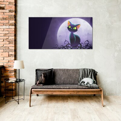 Tableau photo sur verre Chats au clair de lune