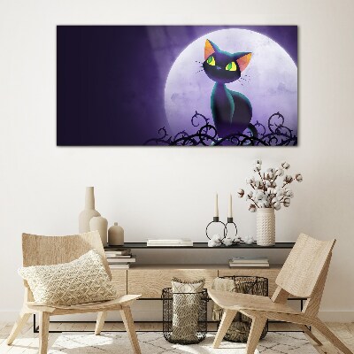 Tableau photo sur verre Chats au clair de lune