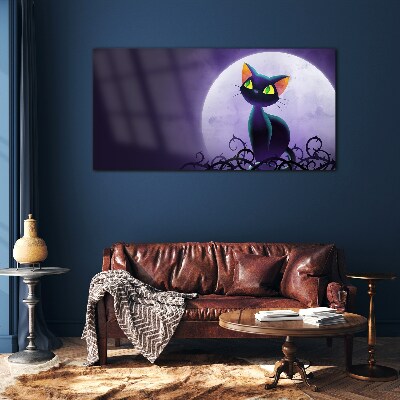 Tableau photo sur verre Chats au clair de lune