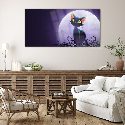 Tableau photo sur verre Chats au clair de lune