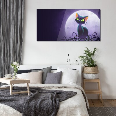 Tableau photo sur verre Chats au clair de lune