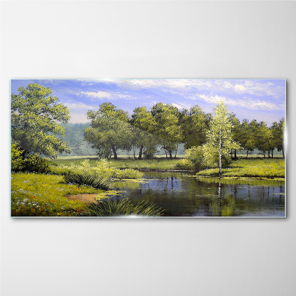 Tableau en verre Un paysage paisible au bord de la rivière