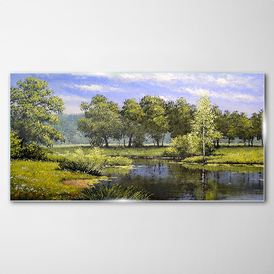 Tableau en verre Un paysage paisible au bord de la rivière