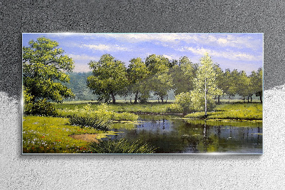 Tableau en verre Un paysage paisible au bord de la rivière