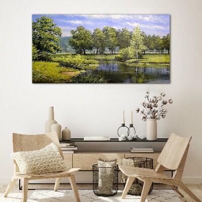Tableau en verre Un paysage paisible au bord de la rivière