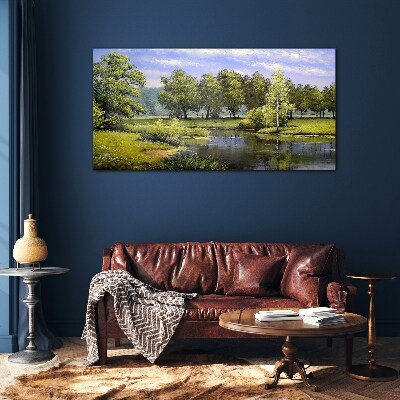 Tableau en verre Un paysage paisible au bord de la rivière
