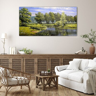 Tableau en verre Un paysage paisible au bord de la rivière