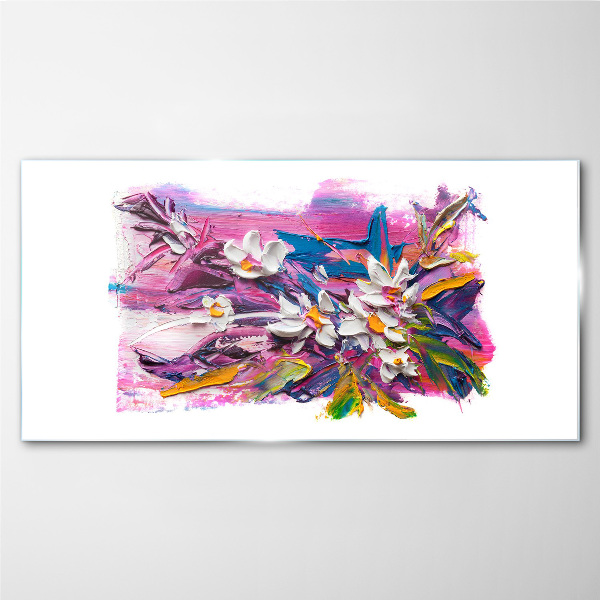 Tableau sur verre Fleurs colorées dans une composition abstraite
