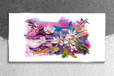 Tableau sur verre Fleurs colorées dans une composition abstraite