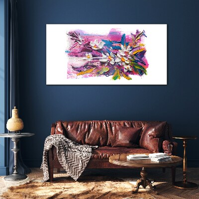 Tableau sur verre Fleurs colorées dans une composition abstraite