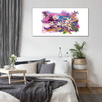 Tableau sur verre Fleurs colorées dans une composition abstraite