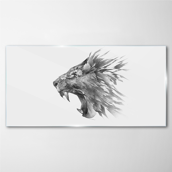 Tableau photo sur verre Le Cri du Lion dans Nuances de Gris