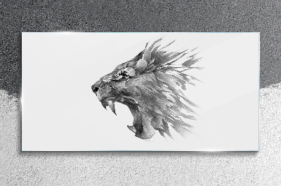Tableau photo sur verre Le Cri du Lion dans Nuances de Gris