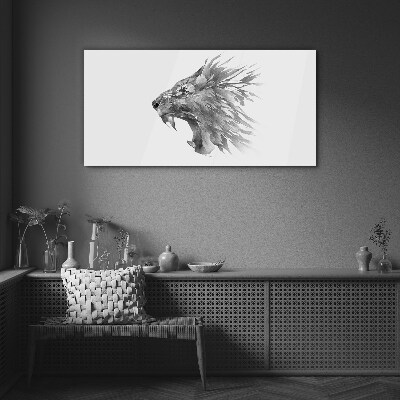 Tableau photo sur verre Le Cri du Lion dans Nuances de Gris