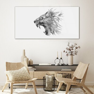 Tableau photo sur verre Le Cri du Lion dans Nuances de Gris
