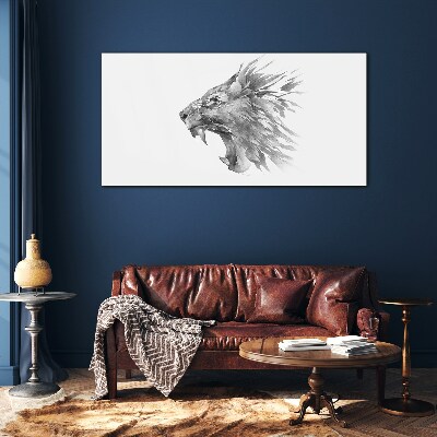 Tableau photo sur verre Le Cri du Lion dans Nuances de Gris