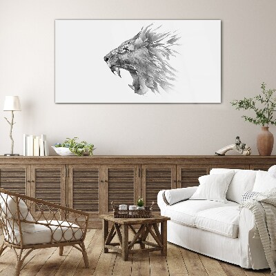 Tableau photo sur verre Le Cri du Lion dans Nuances de Gris