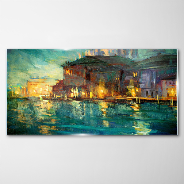 Tableau imprimé sur verre Lueur du soir sur l'eau