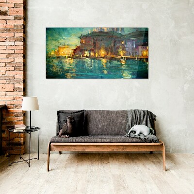 Tableau imprimé sur verre Lueur du soir sur l'eau