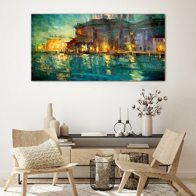 Tableau imprimé sur verre Lueur du soir sur l'eau