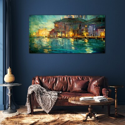 Tableau imprimé sur verre Lueur du soir sur l'eau