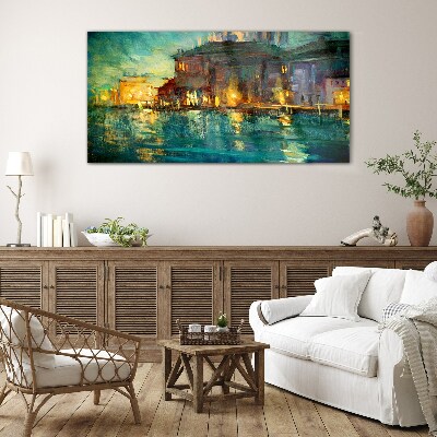 Tableau imprimé sur verre Lueur du soir sur l'eau