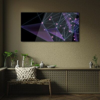 Tableau verre imprimé Connexions lumineuses géométriques