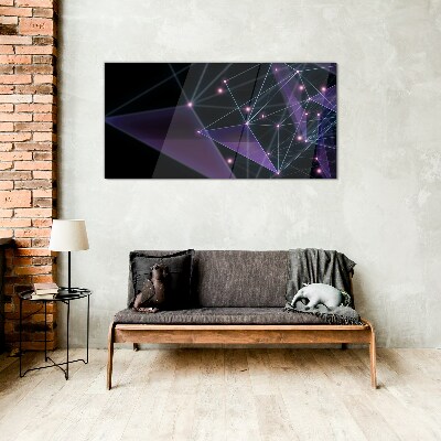 Tableau verre imprimé Connexions lumineuses géométriques
