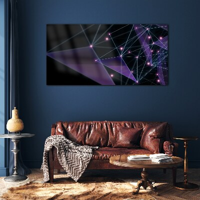 Tableau verre imprimé Connexions lumineuses géométriques