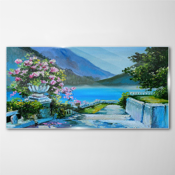 Tableau sur verre Vue romantique au bord du lac