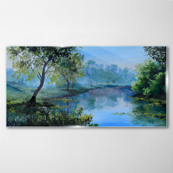 Tableau imprimé sur verre Un paysage paisible au bord de la rivière