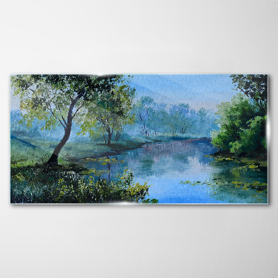 Tableau imprimé sur verre Un paysage paisible au bord de la rivière