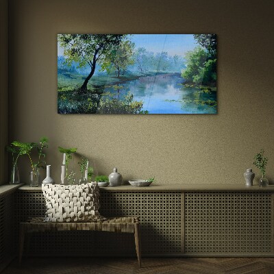 Tableau imprimé sur verre Un paysage paisible au bord de la rivière