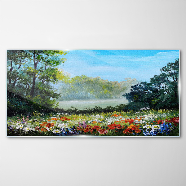 Tableau en verre Un paysage floral sous le soleil d'été