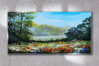Tableau en verre Un paysage floral sous le soleil d'été