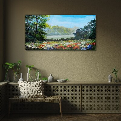 Tableau en verre Un paysage floral sous le soleil d'été
