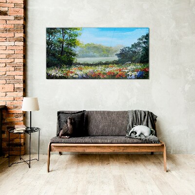 Tableau en verre Un paysage floral sous le soleil d'été