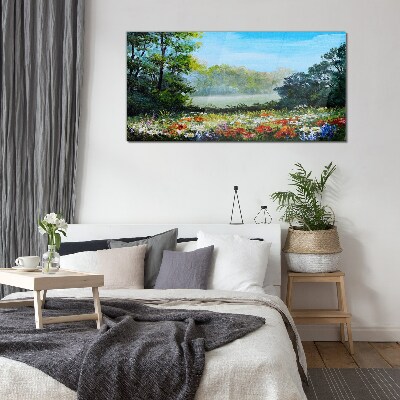 Tableau en verre Un paysage floral sous le soleil d'été