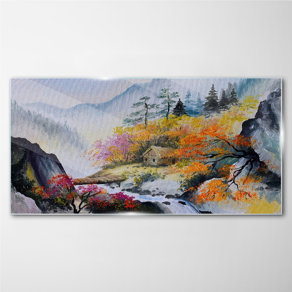 Tableau sur verre Panorama de montagne d'automne