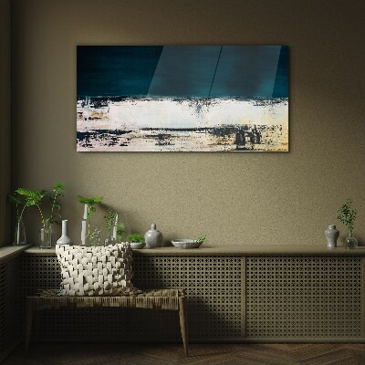 Tableau sur verre Un horizon calme dans des tons de bleu