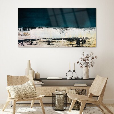 Tableau sur verre Un horizon calme dans des tons de bleu