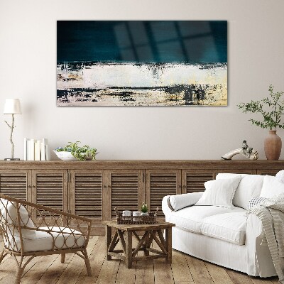 Tableau sur verre Un horizon calme dans des tons de bleu