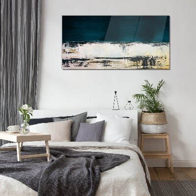 Tableau sur verre Un horizon calme dans des tons de bleu