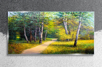 Tableau verre imprimé Un chemin tranquille dans la forêt