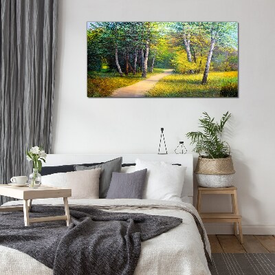 Tableau verre imprimé Un chemin tranquille dans la forêt