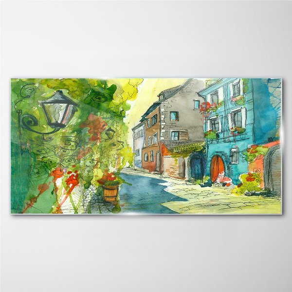 Tableau imprimé sur verre Une rue charmante en couleur