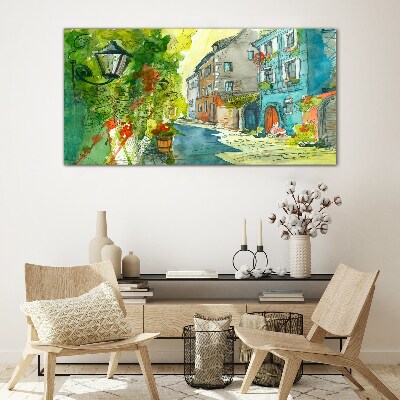 Tableau imprimé sur verre Une rue charmante en couleur