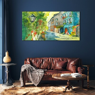 Tableau imprimé sur verre Une rue charmante en couleur