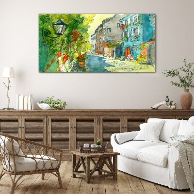 Tableau imprimé sur verre Une rue charmante en couleur